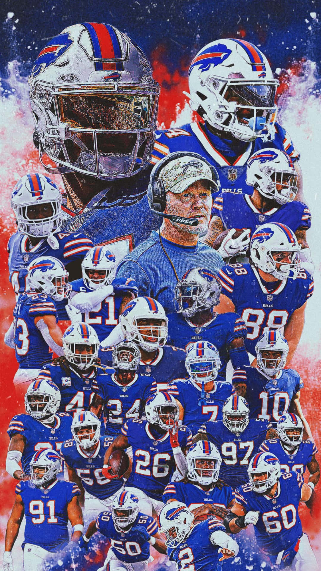 Buffalo Bills Team Collagei Phone Wallpaper Background