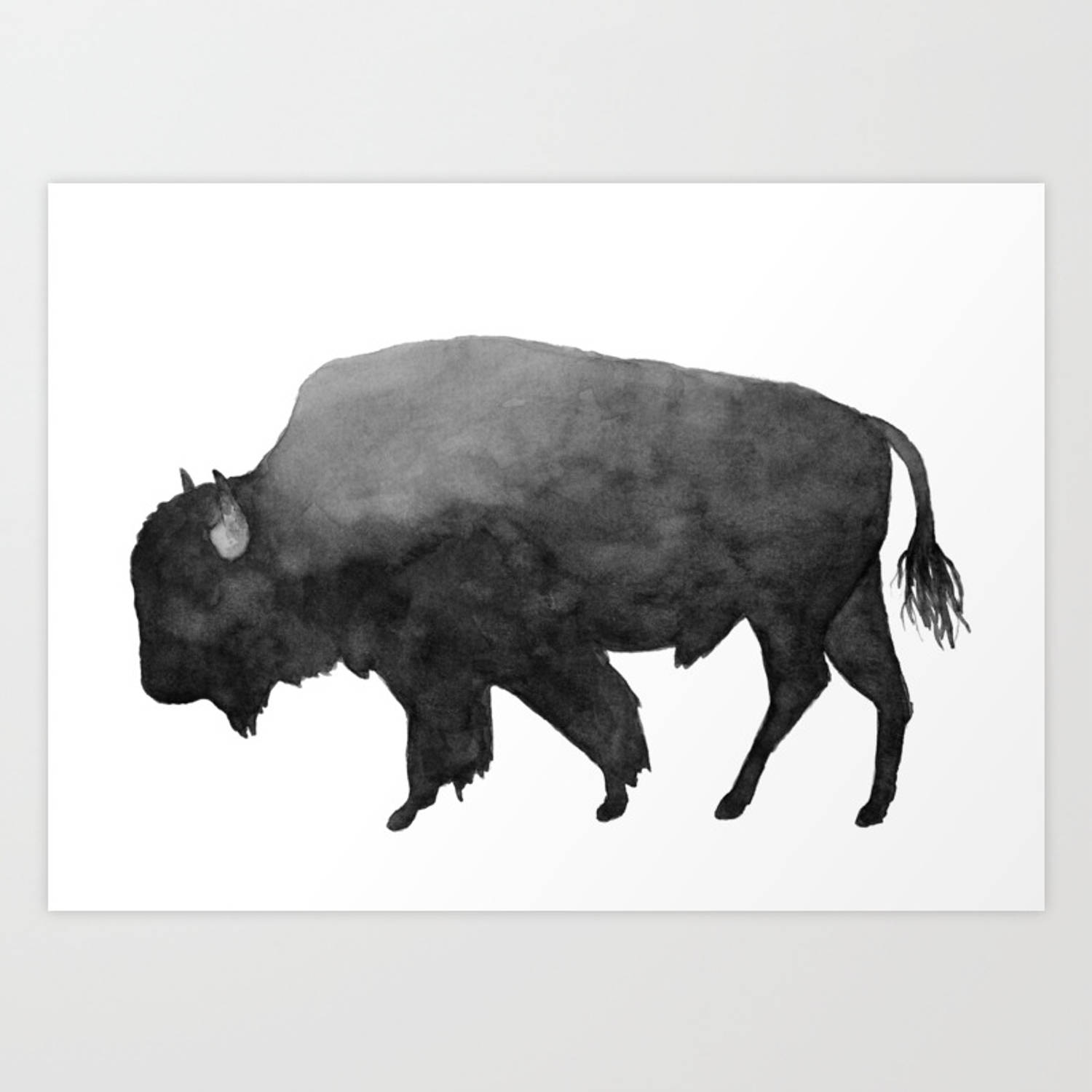 Buffalo Charcoal Painting Background