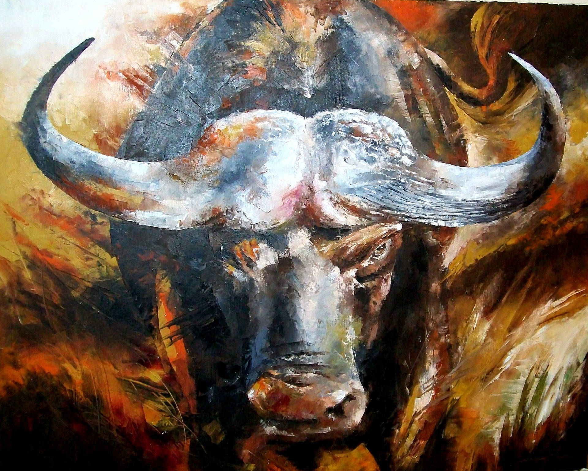 Buffalo Oil Painting Background
