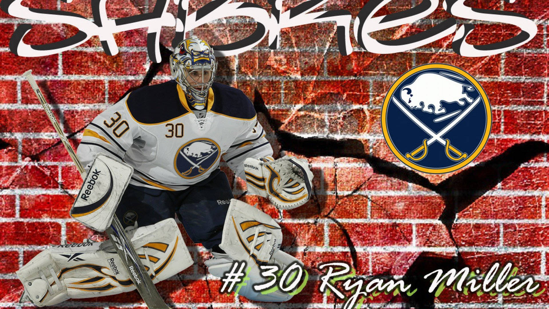 Buffalo Sabres Embossed On Brick Wall Background