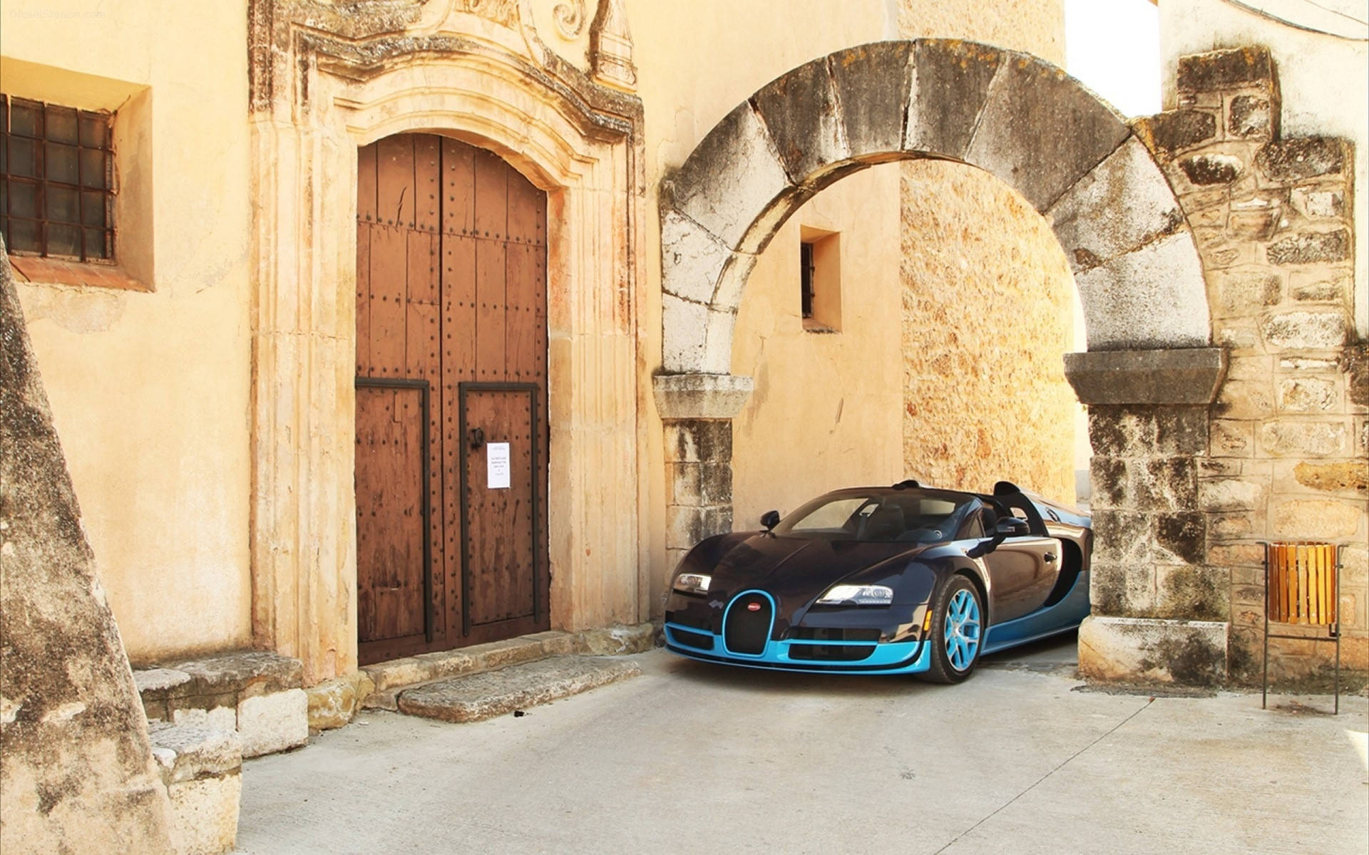 Bugatti In Old City Iphone Background