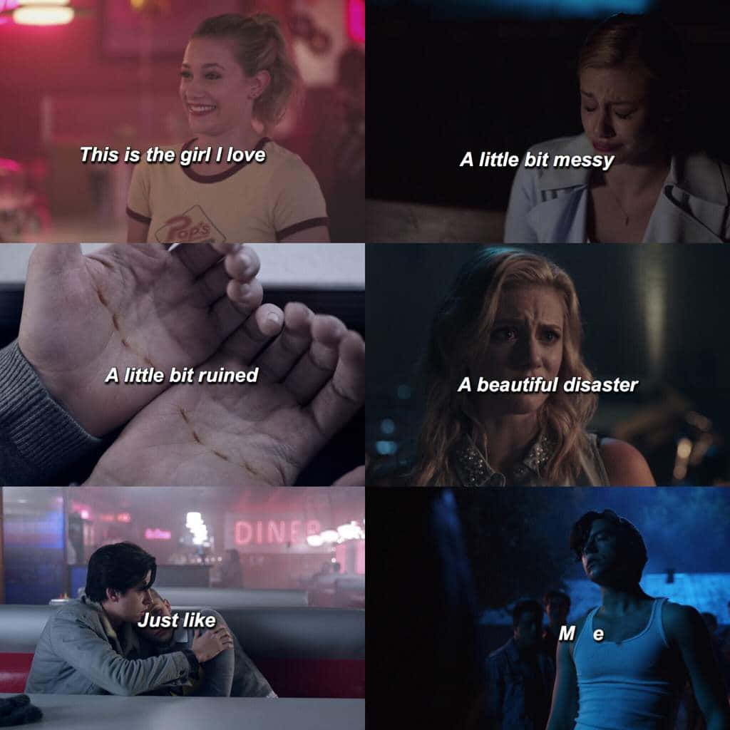 Bughead Collage Emotional Phrases Background
