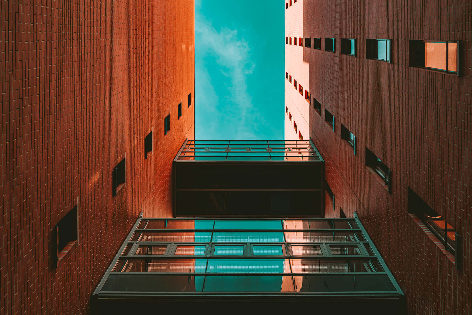 Building And Sky In Orange And Teal Background