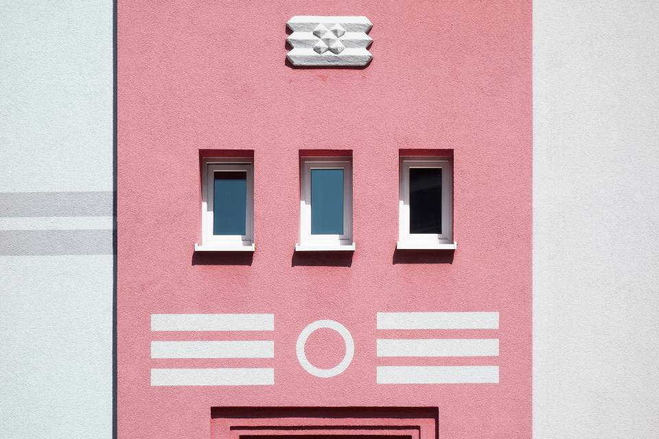 Building Facade With Pink Wall Background