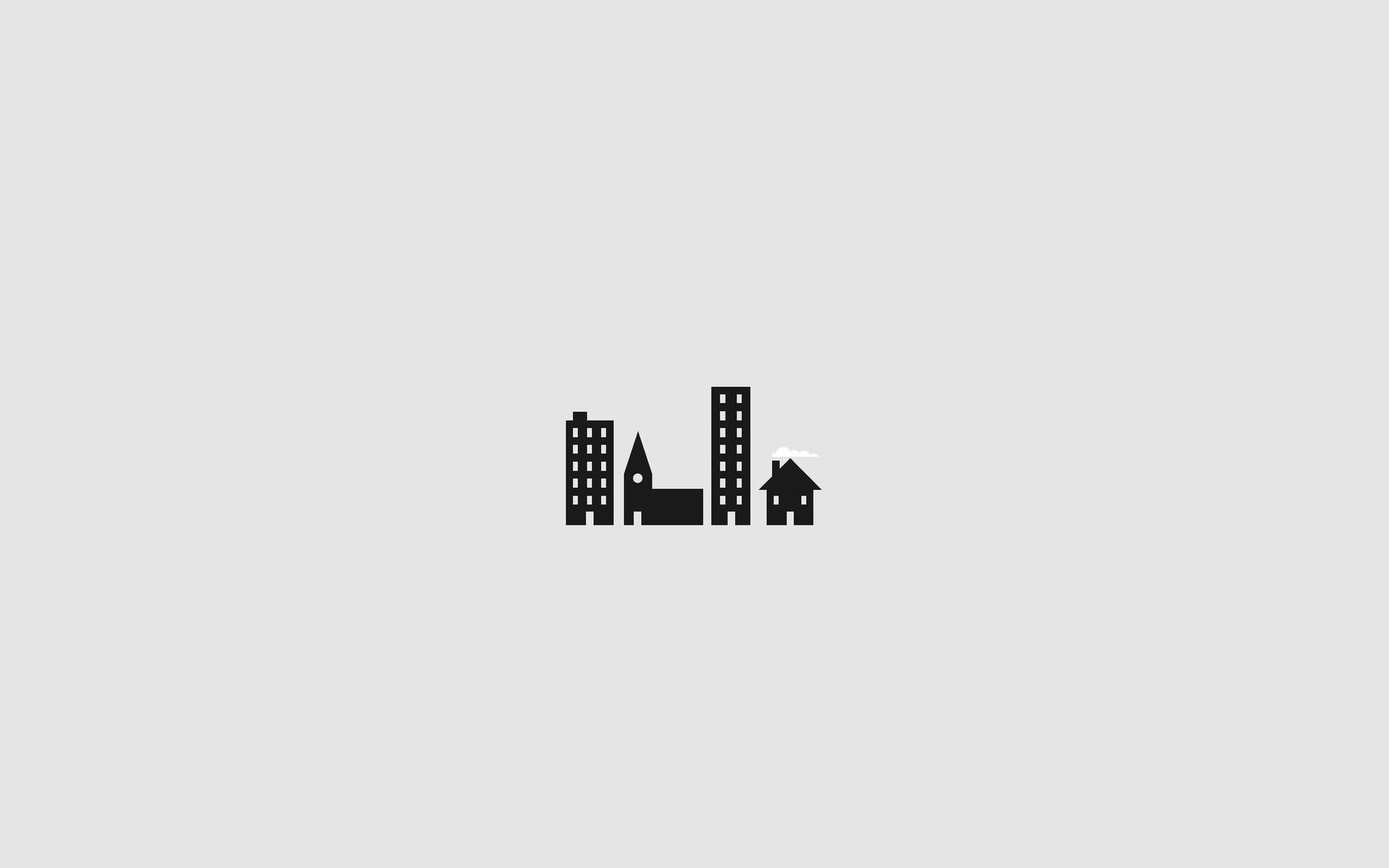 Buildings And Houses Icon Plain Aesthetic Background