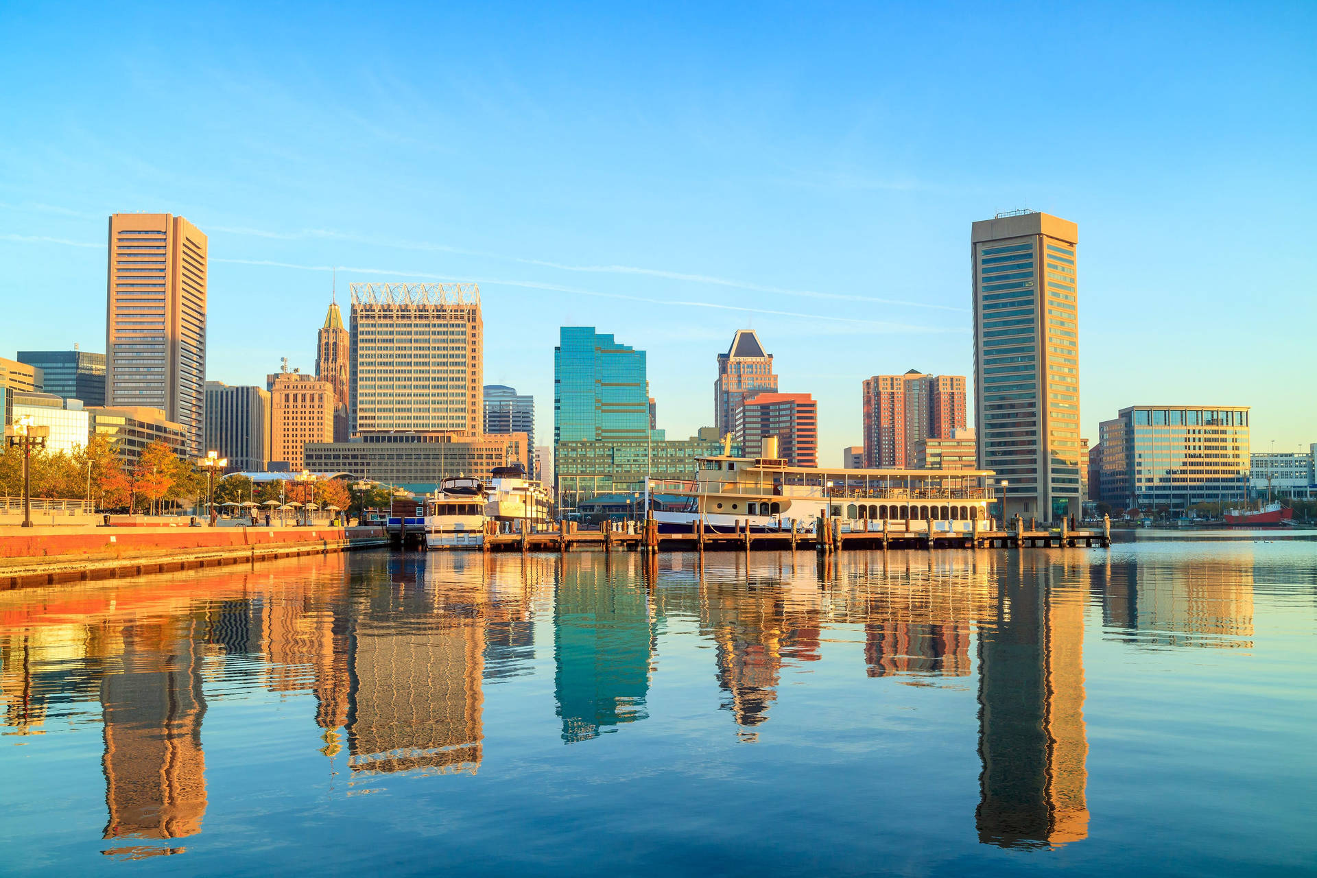 Buildings In Baltimore Captured On Sunny Day Background