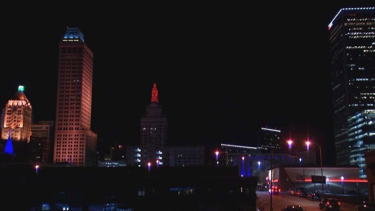 Buildings In Tulsa At Night Background