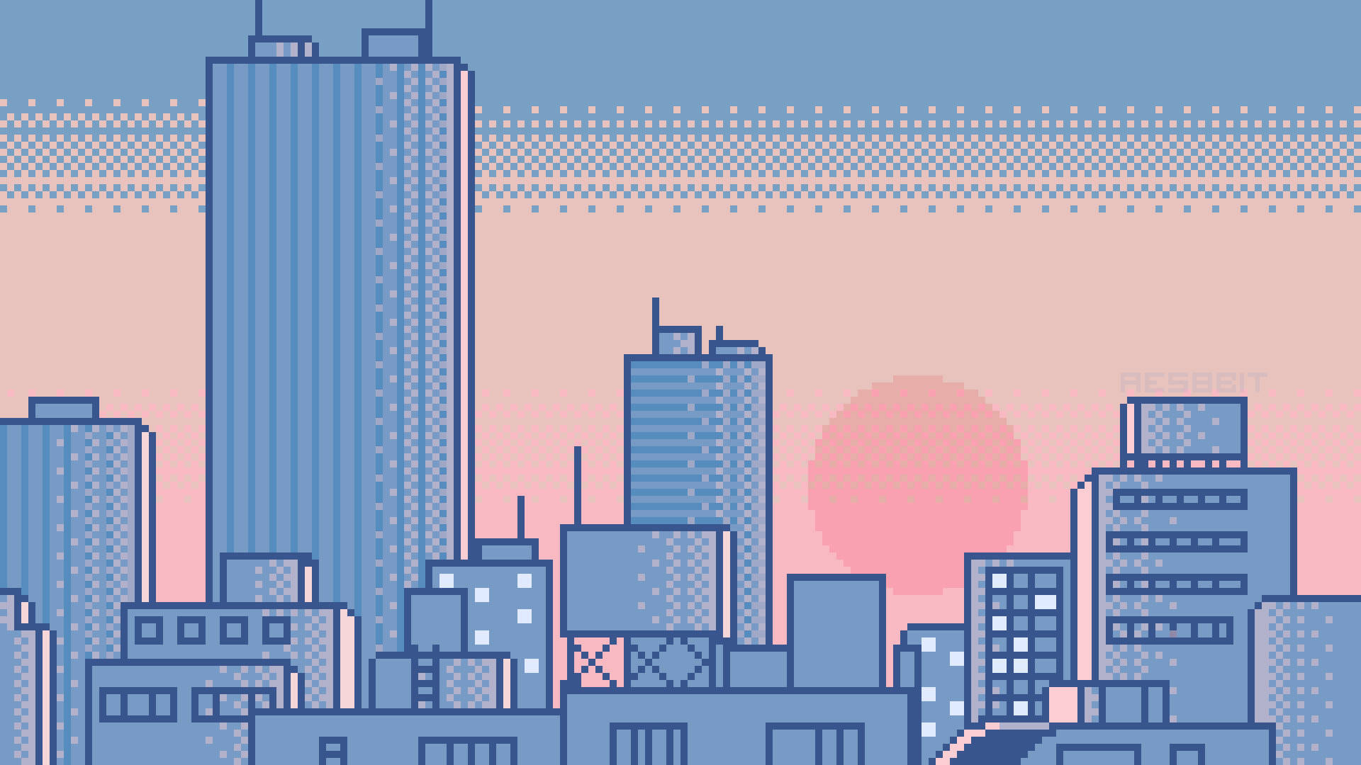 Buildings With Sun Aesthetic Pixel Art Hd Background