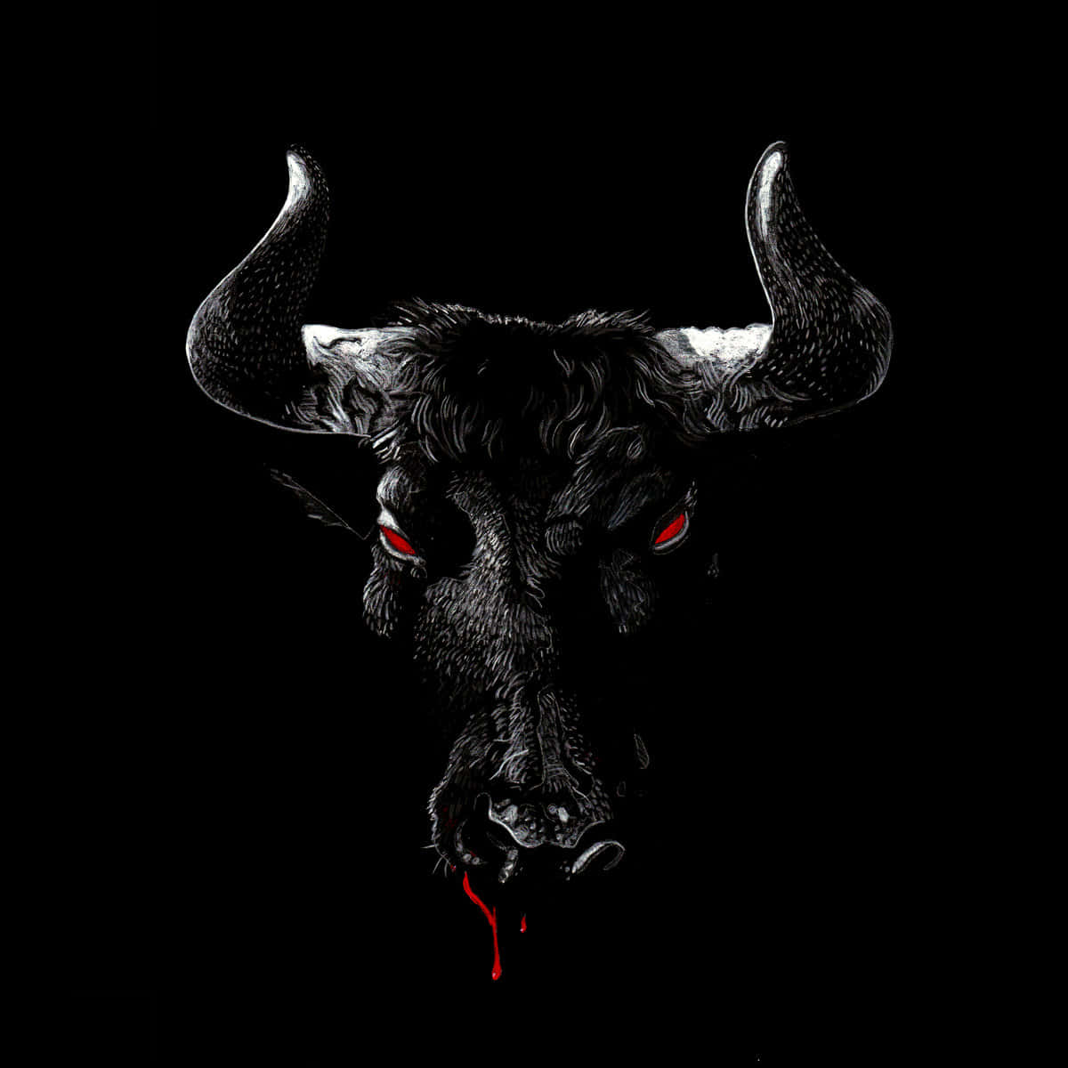 Bull Skull In The Dark Background