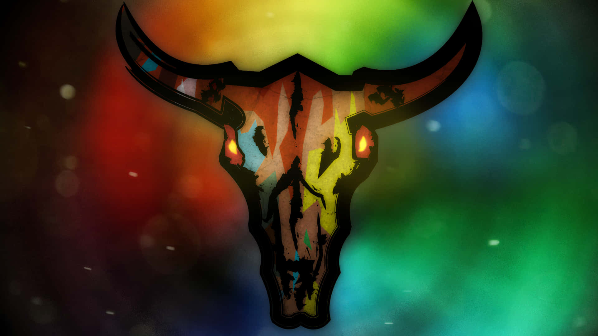 Bull Skull On Colorful Background Background