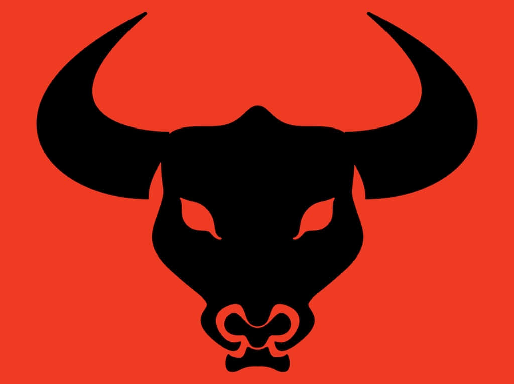 Bull Skull Silhouette On Red Background