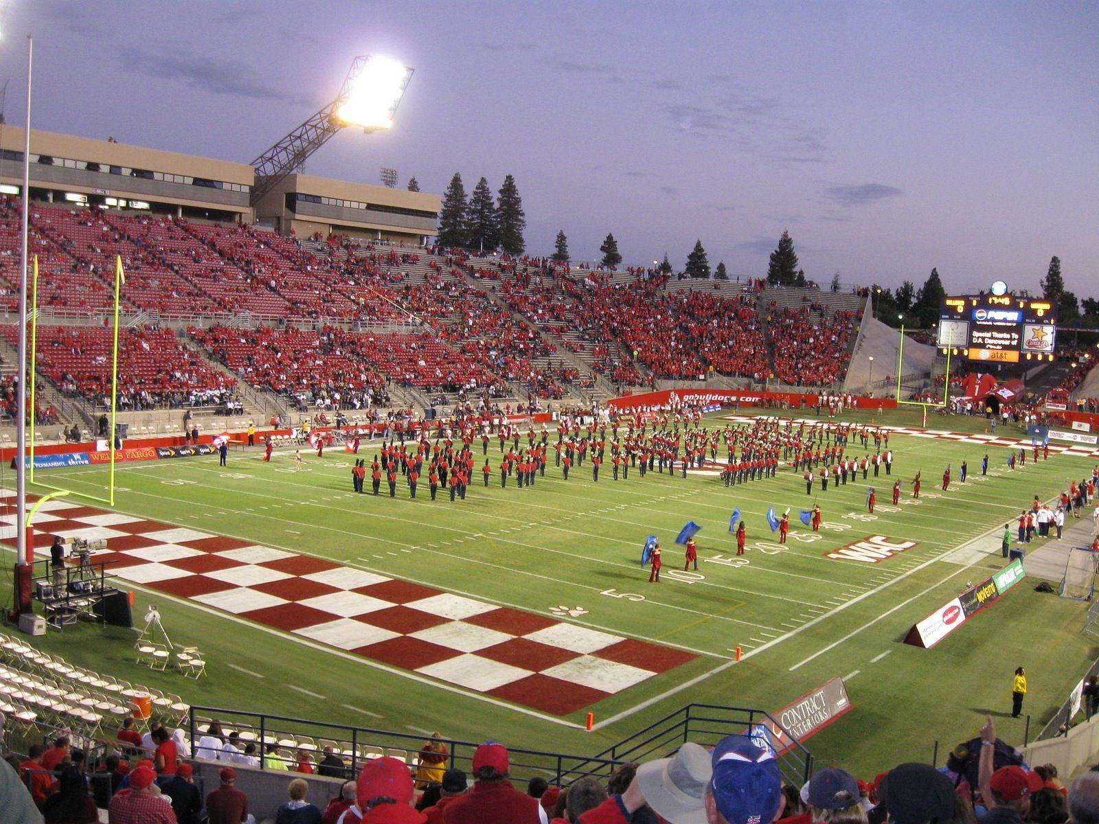 Bulldog Stadium During Football Game Background