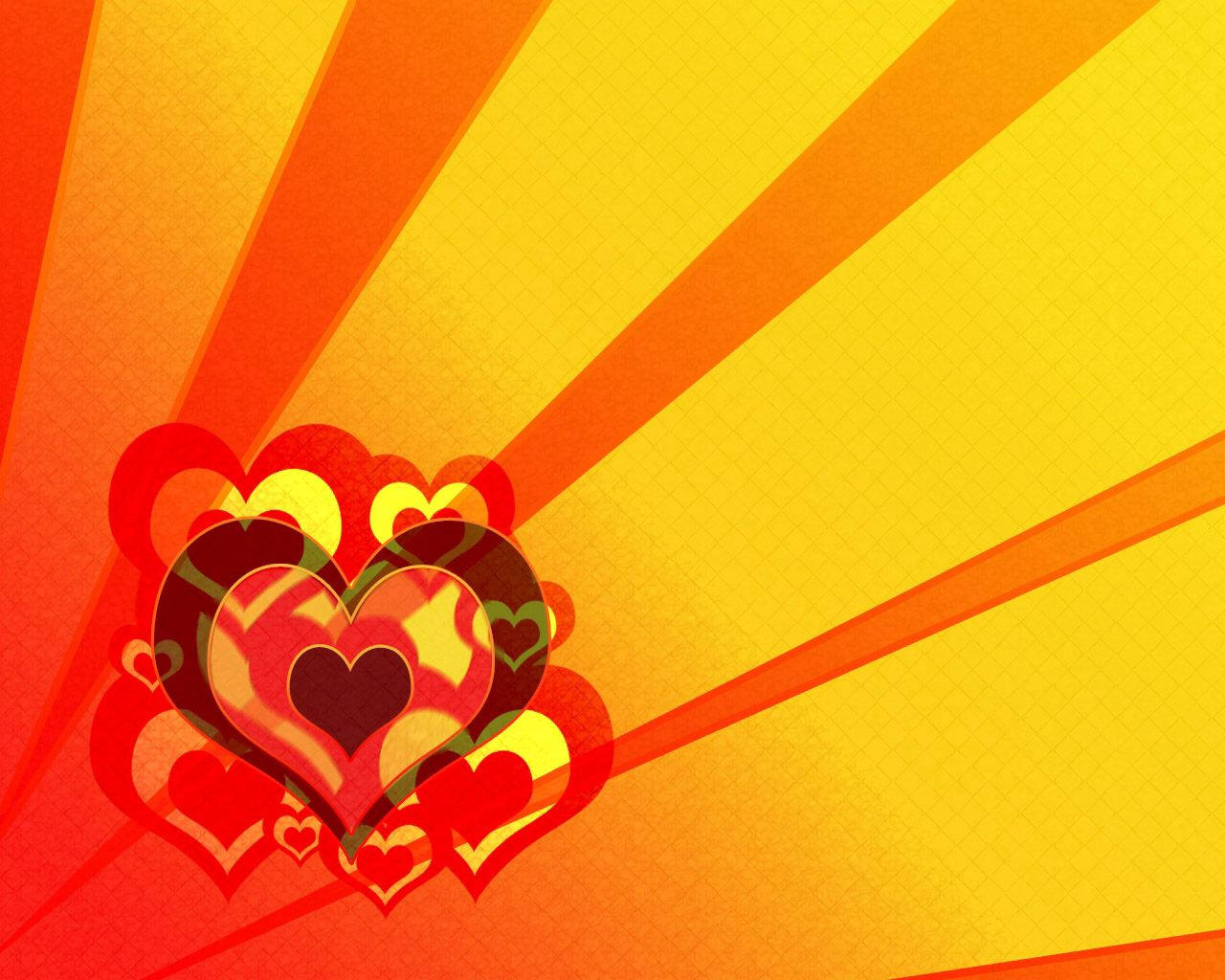 Bunch Of Hearts And Orange Lines Background
