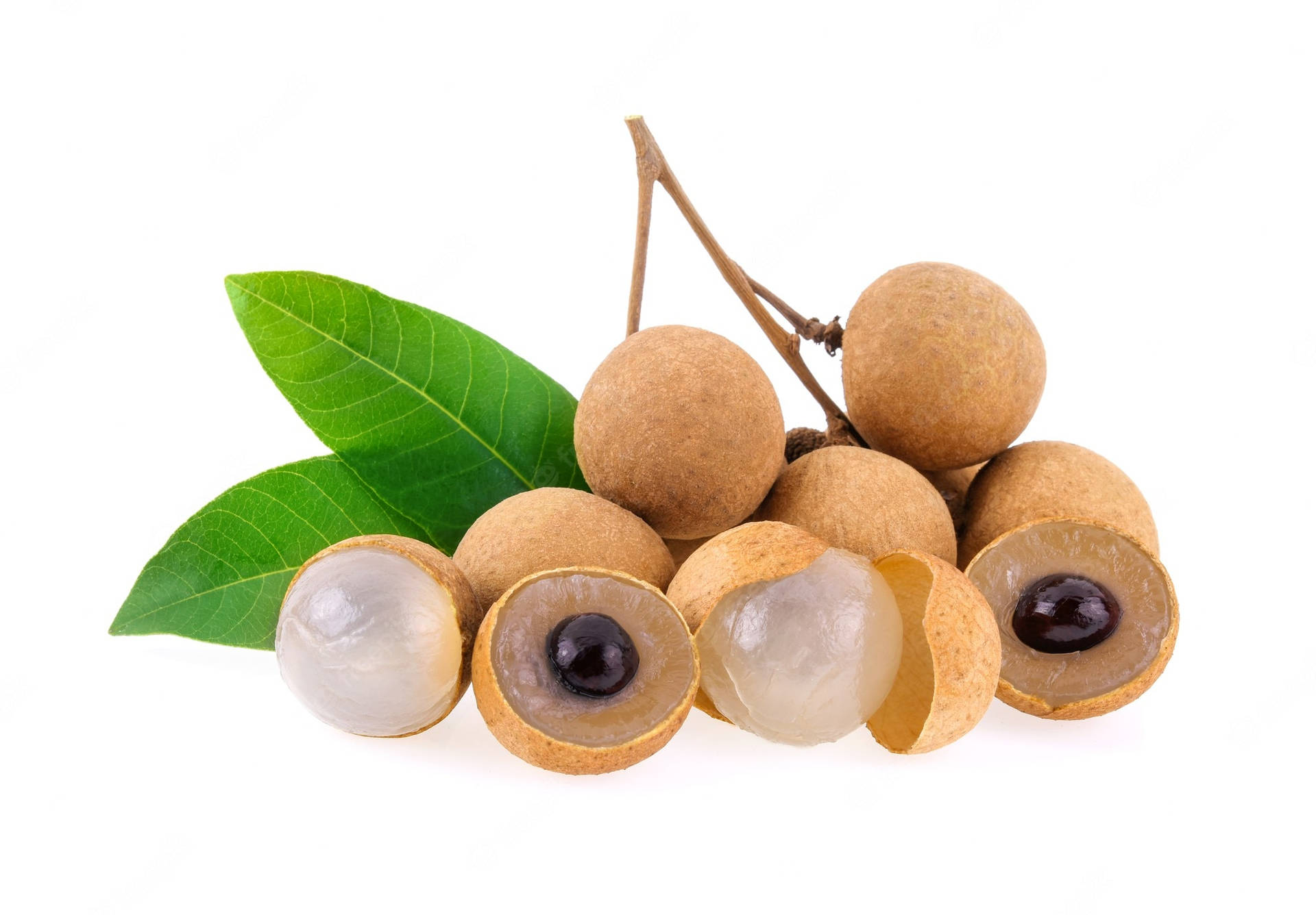 Bunch Of Longan Fruits With Leaves