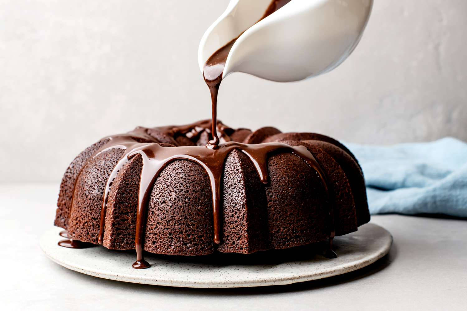 Bundt Chocolate Cake Glazing Background