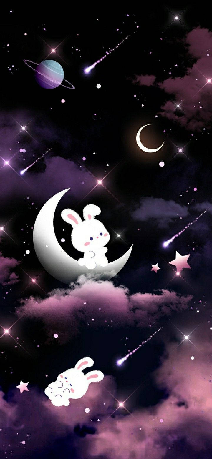 Bunnies Girly Galaxy Background