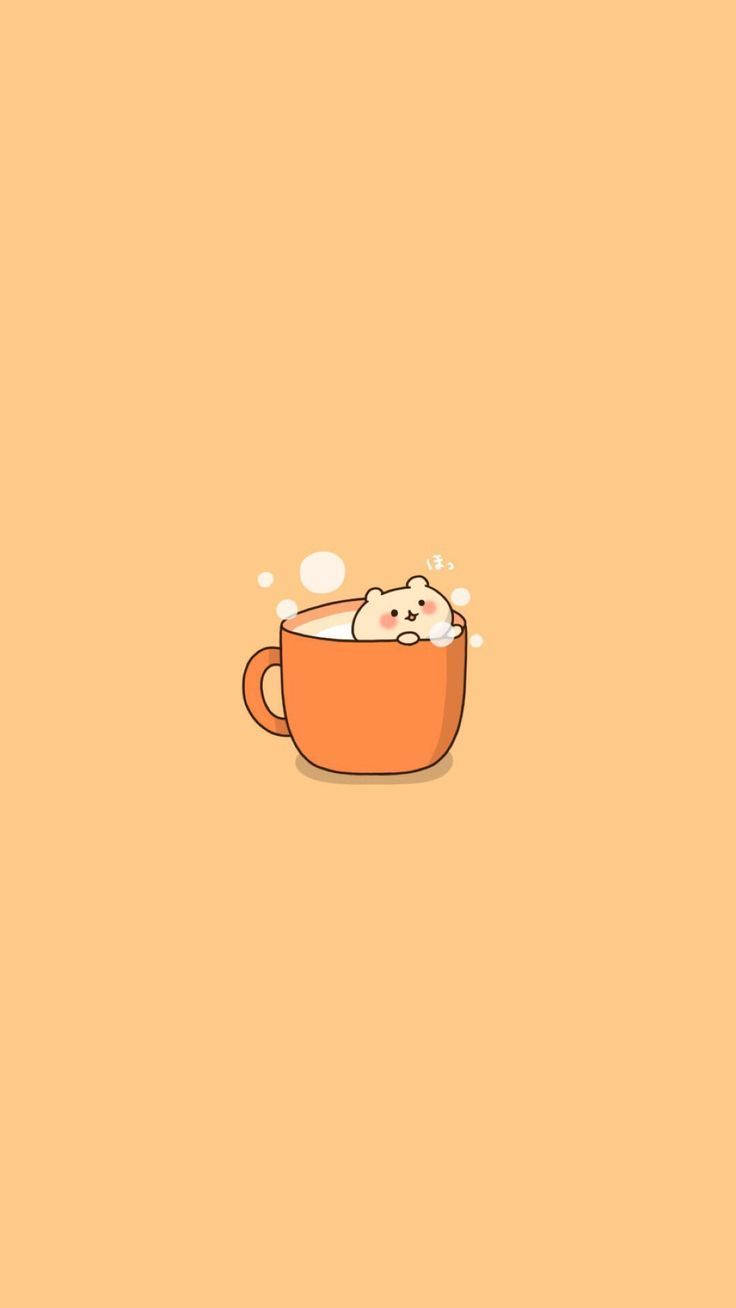 Bunny In Cup Orange Phone Background