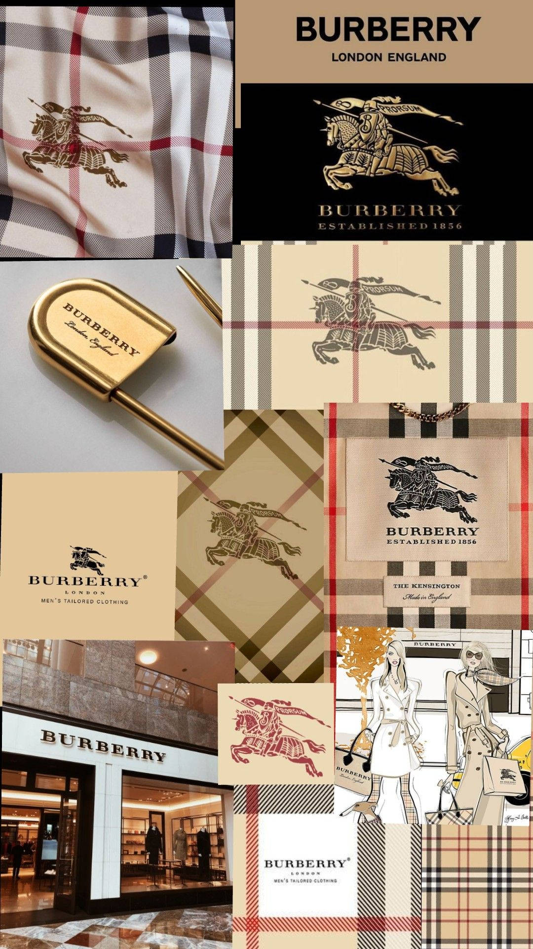 Burberry Aesthetic Collage Background