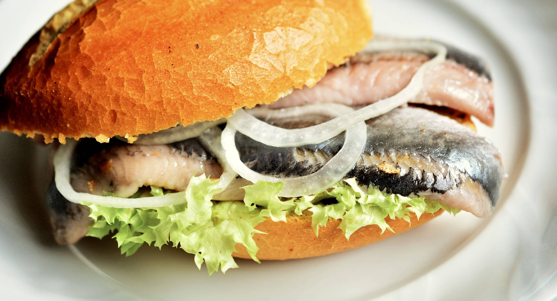 Burger With Boneless Herring Background