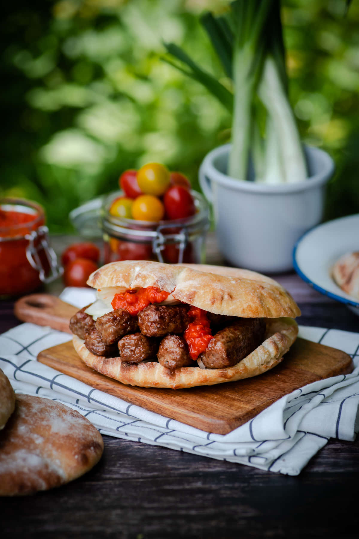 Burger With Ćevapi Sausages Background