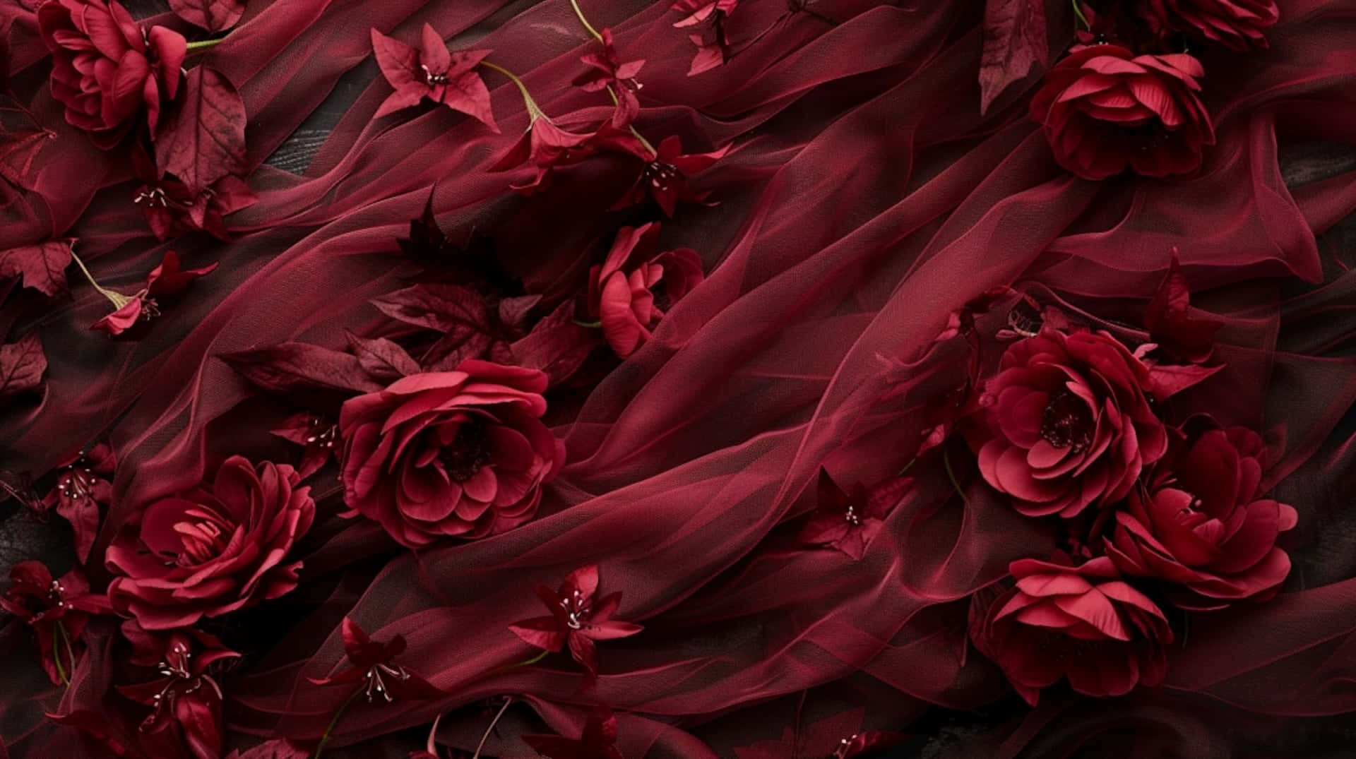 Burgundy Floral Fabric Texture Background