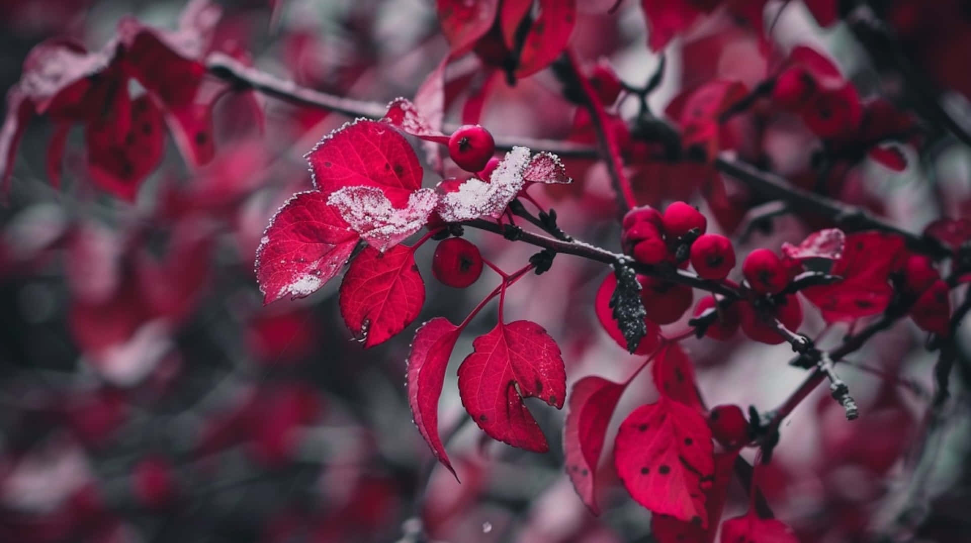 Burgundy Leaveswith Snow