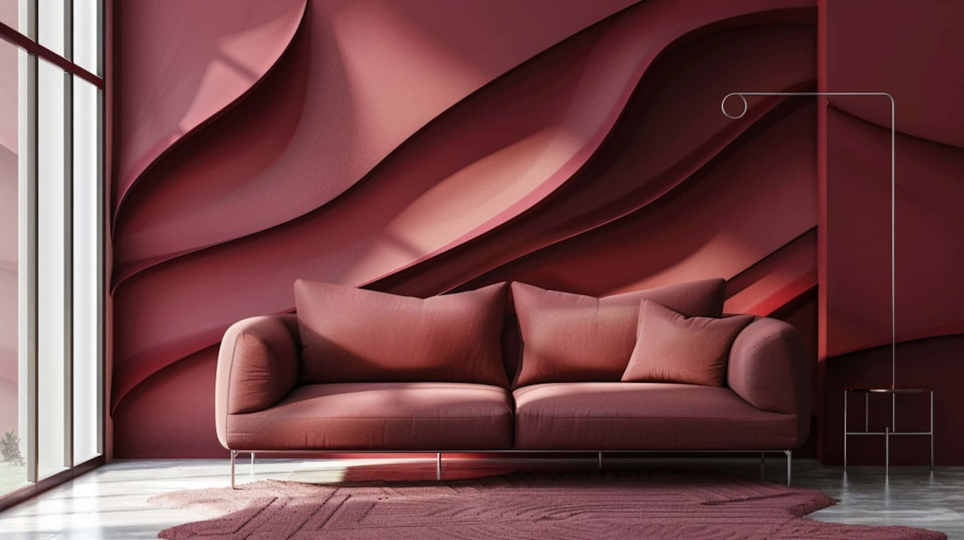 Burgundy Modern Living Room Interior Background