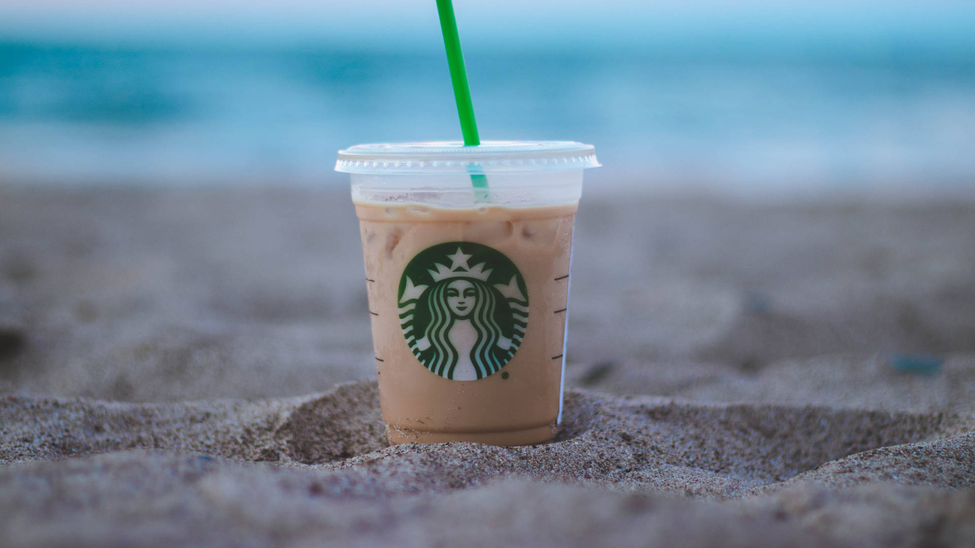 Buried Starbucks Iced Coffee Drink Background