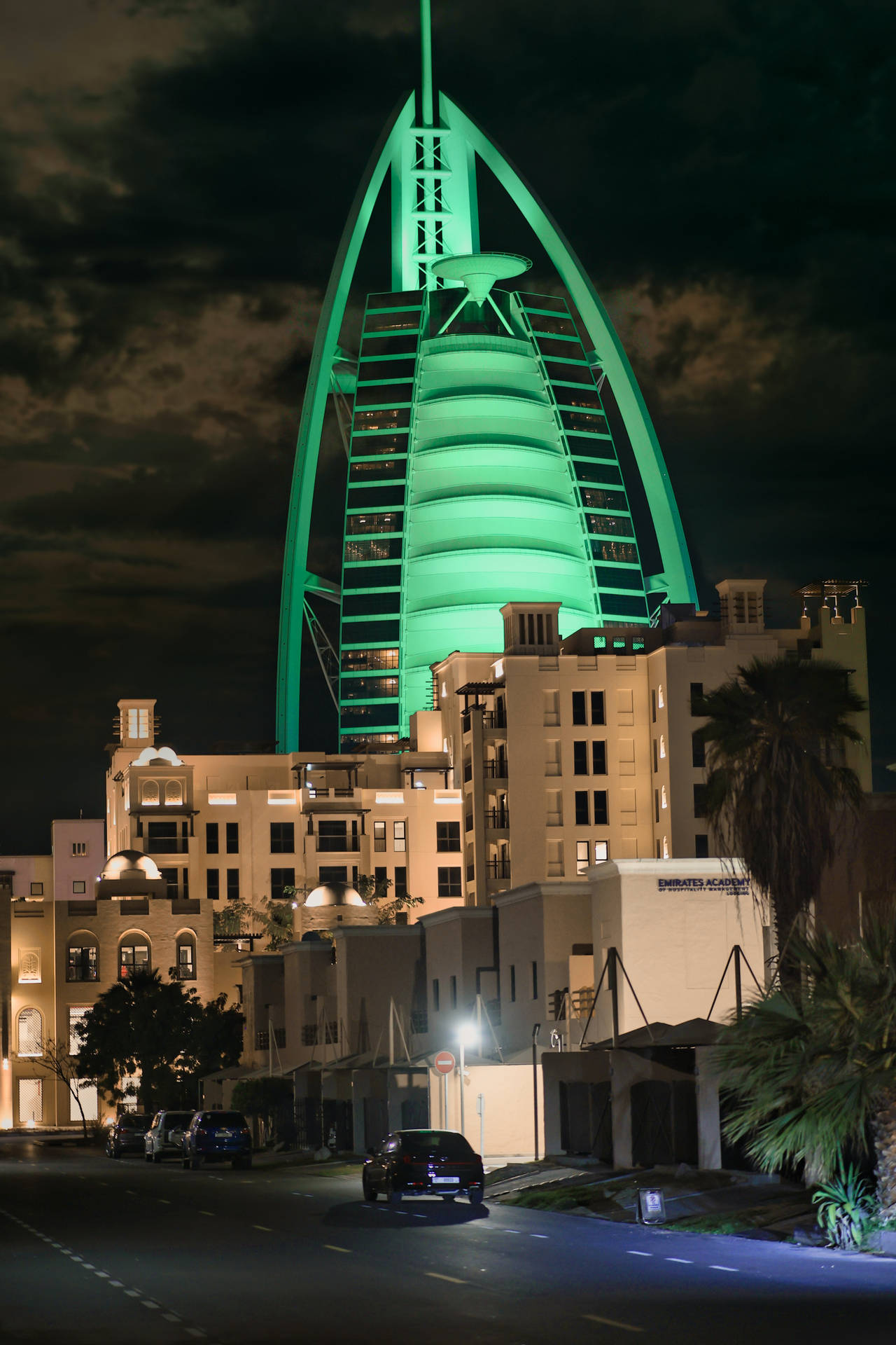 Burj Al Arab Green Light Background