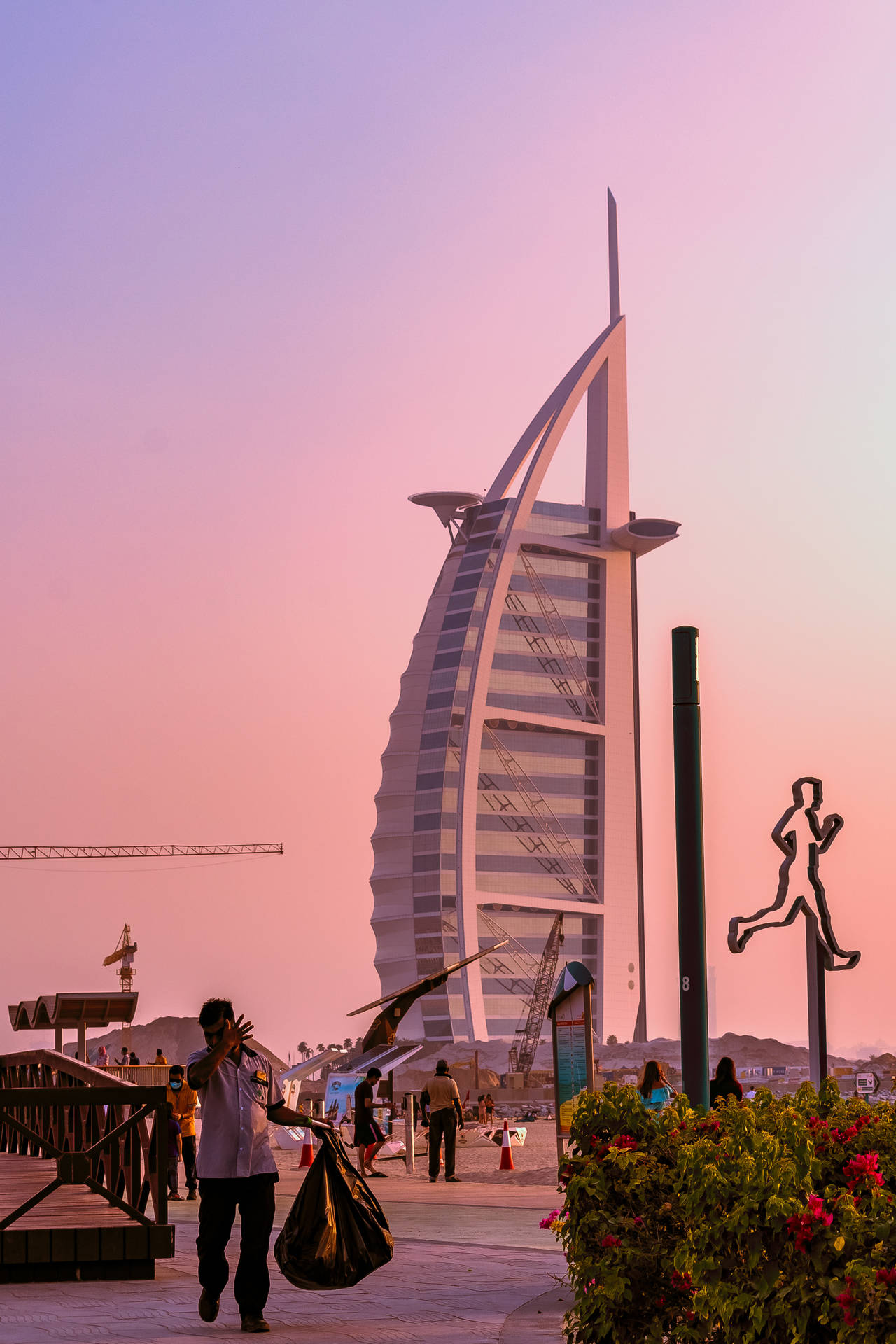 Burj Al Arab Pink Sky Background