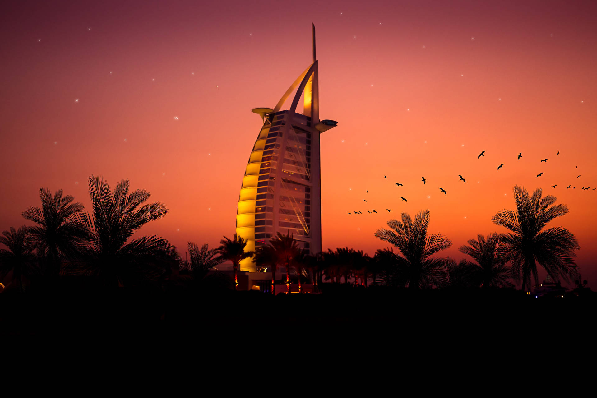 Burj Al Arab Sunset Aesthetic Background