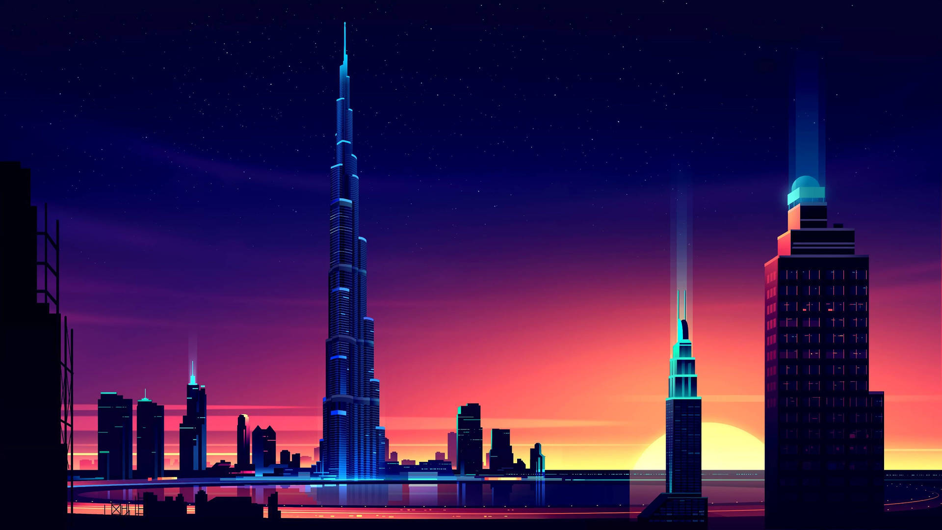 Burj Khalifa Digital Art In Dubai 4k Background