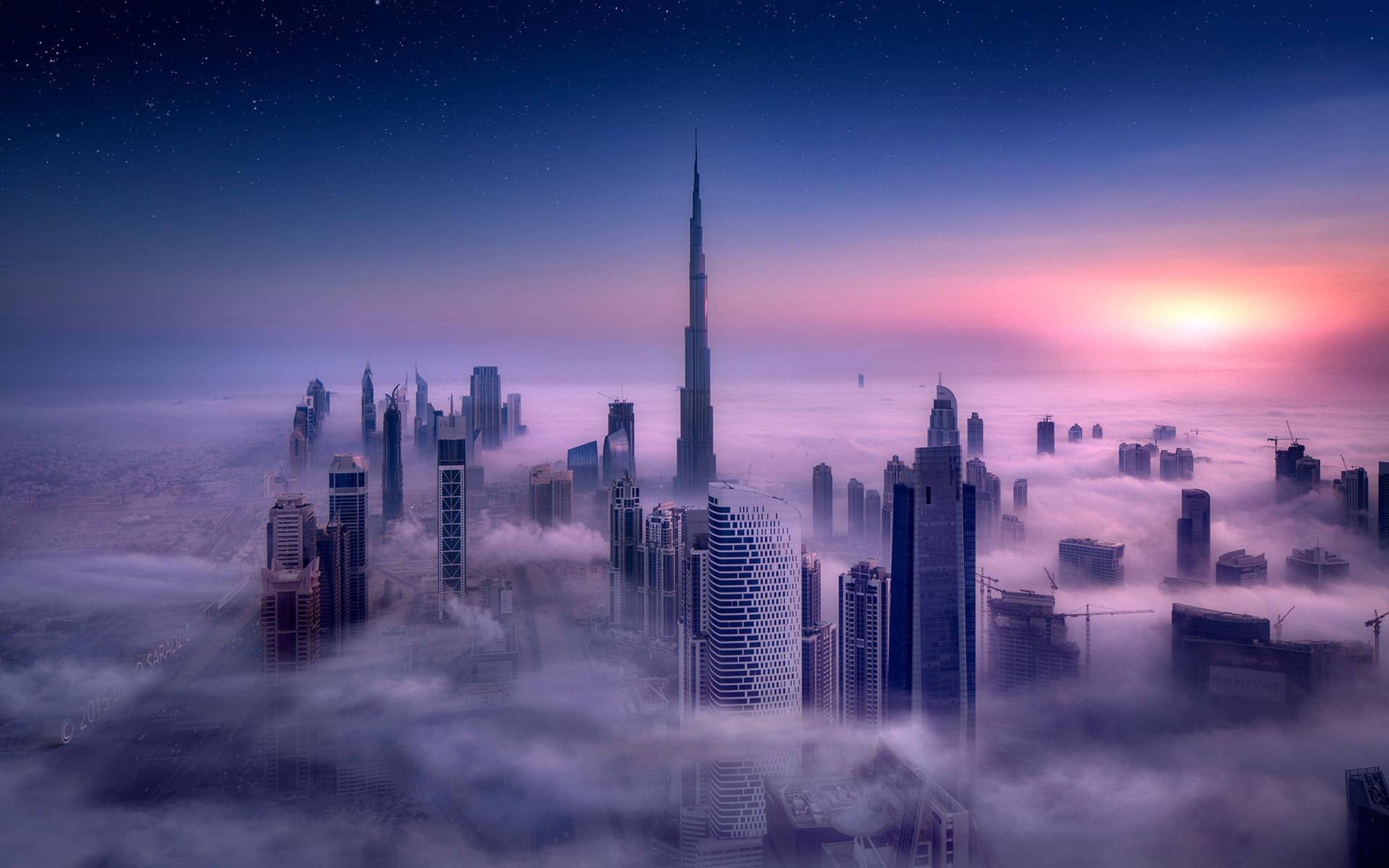 Burj Khalifa In Bird's Eye View Background