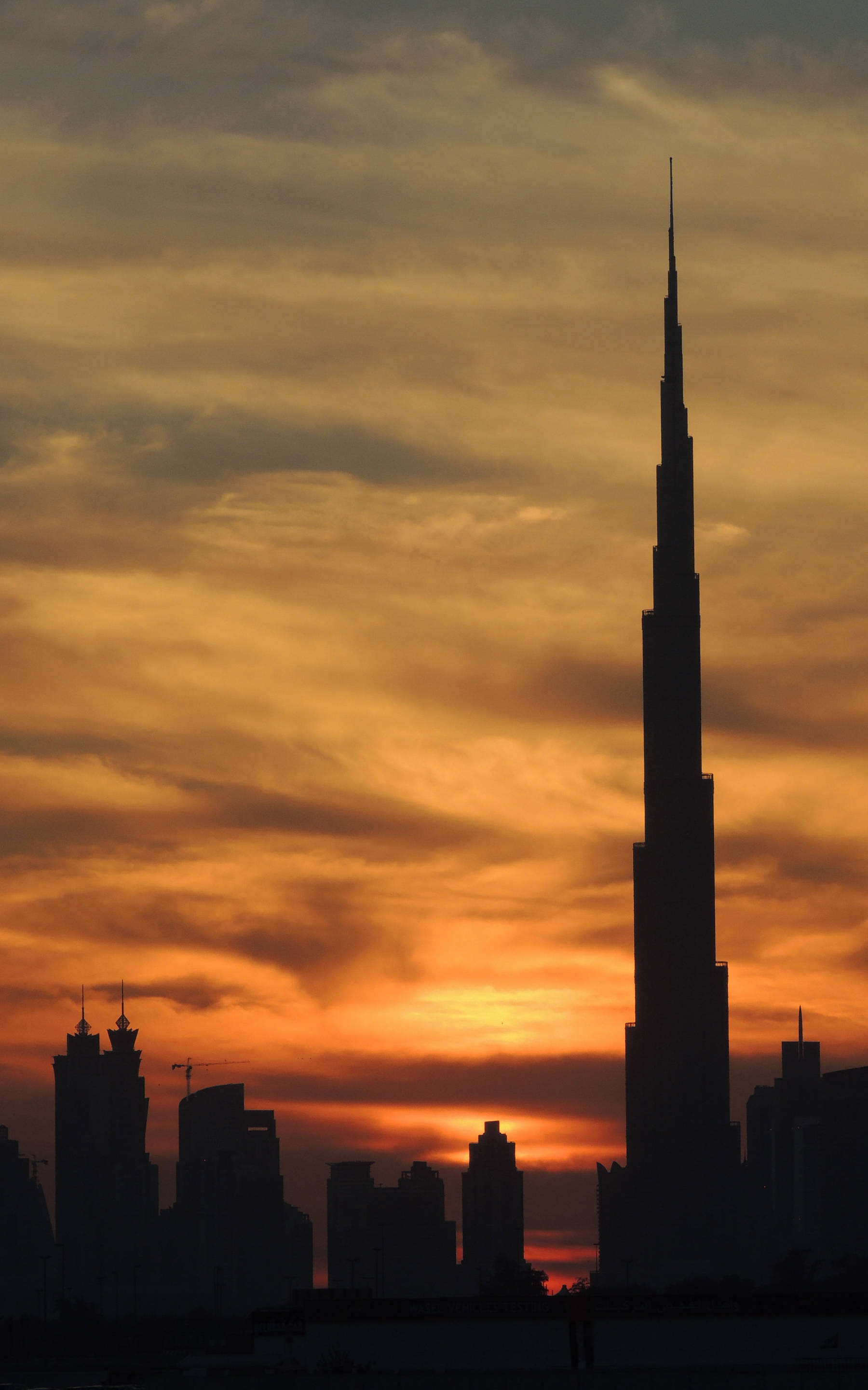 Burj Khalifa Sunset Silhouette Background