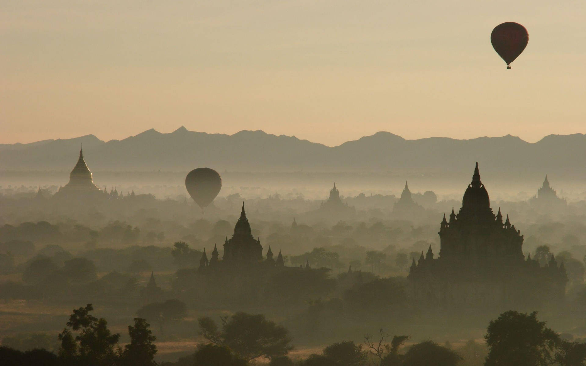 Burma Misty Silhouettes Background