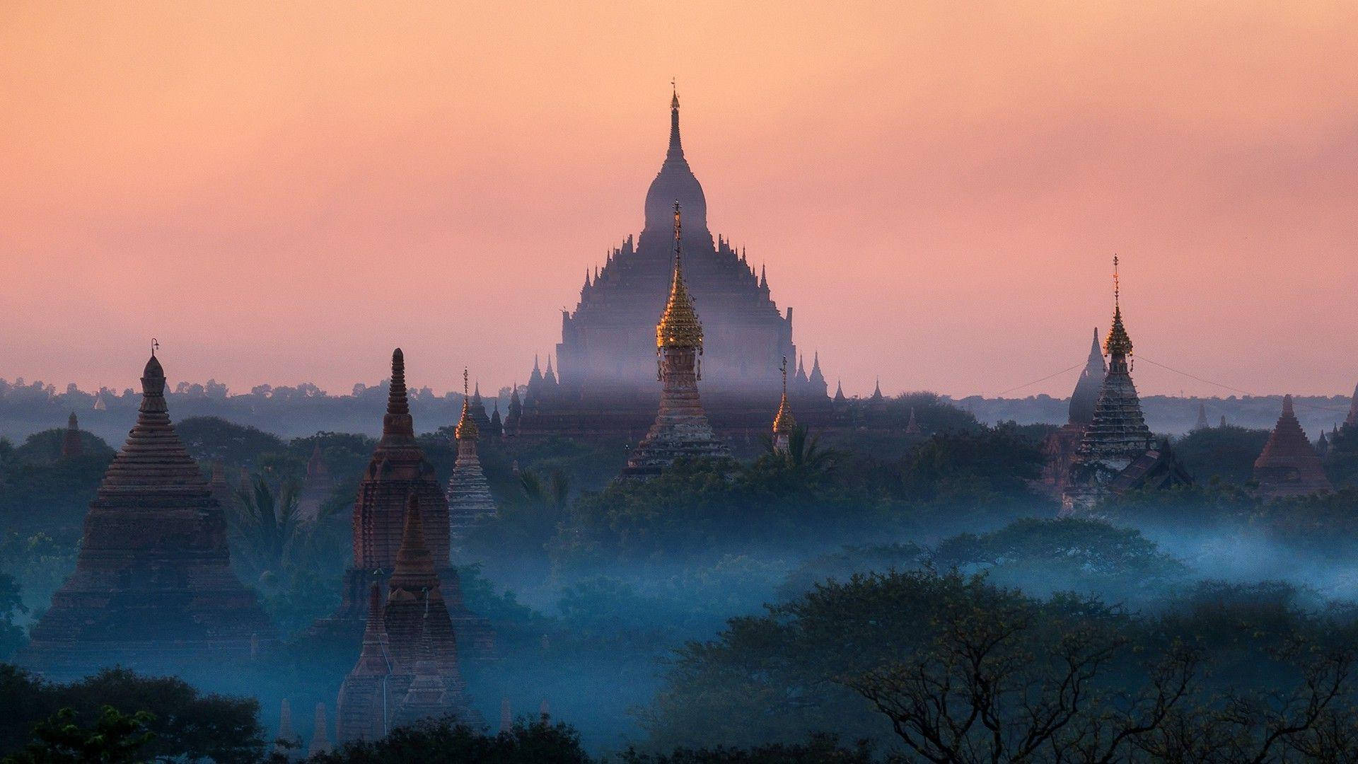 Burma Pagoda Spires Background