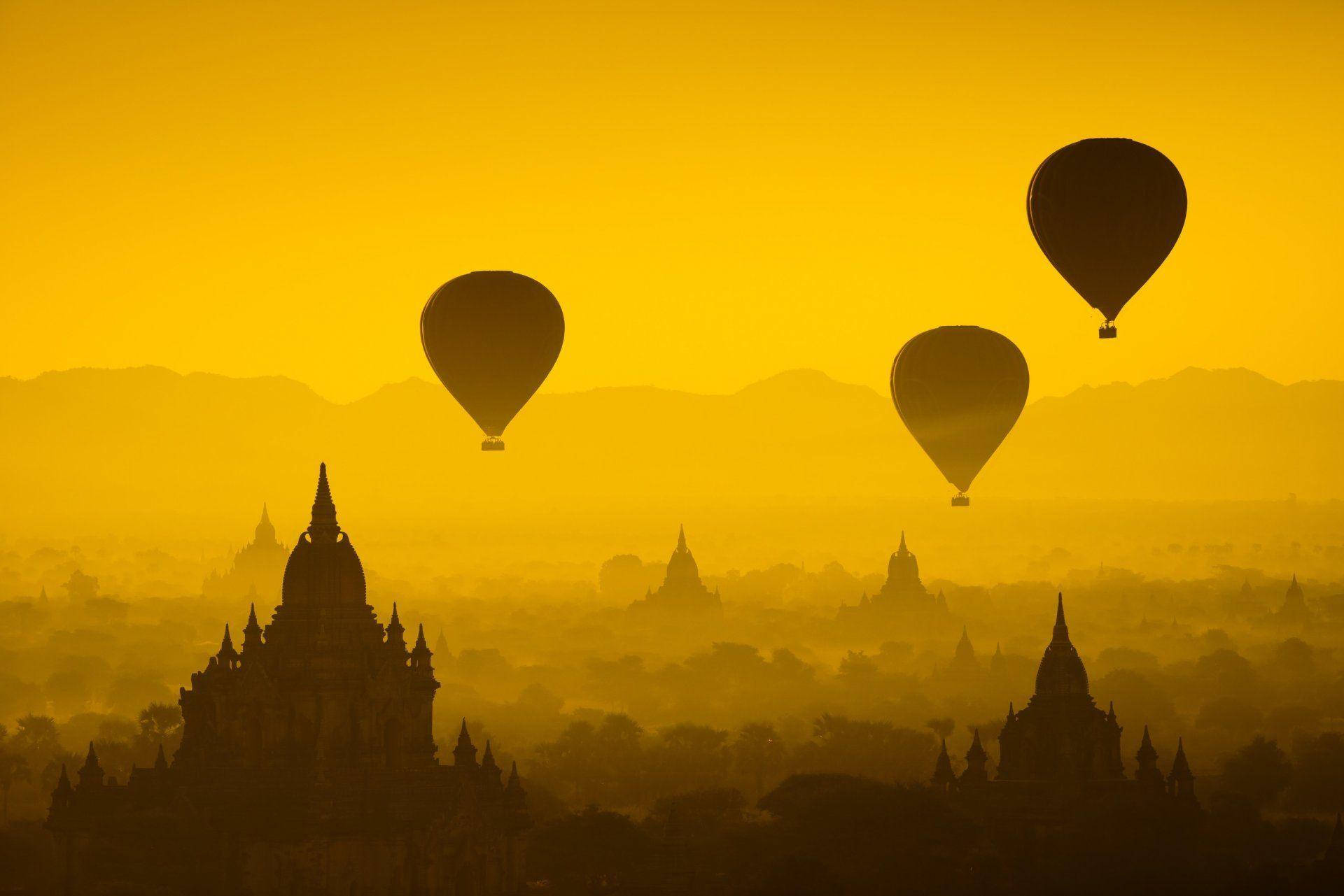 Burma Yellow Sky Balloons Background