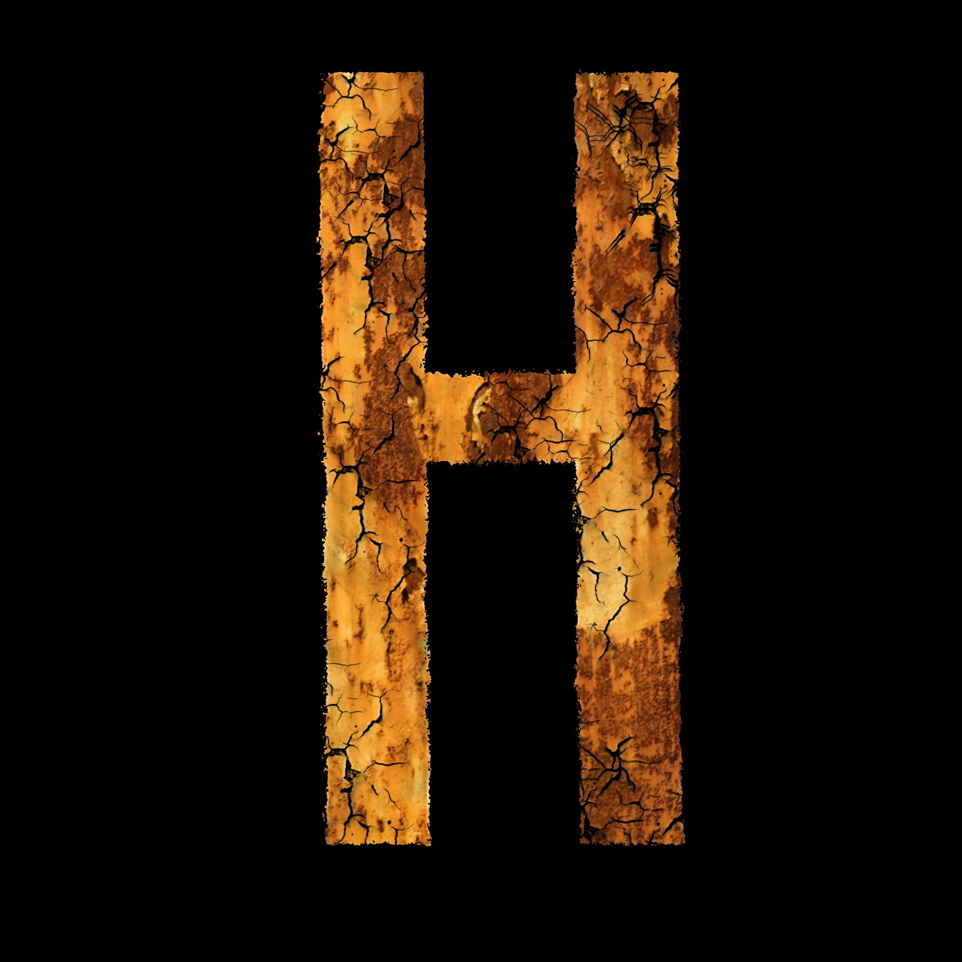 Burned Letter H Texture Background