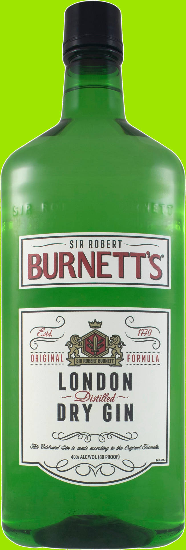 Burnett's London Dry Gin Against Vibrant Green Backdrop Background