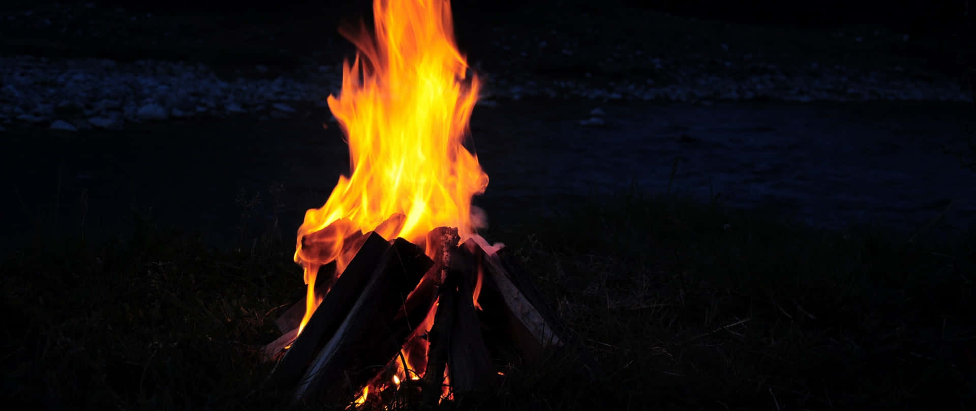 Burning Bonfire Camping Desktop Background