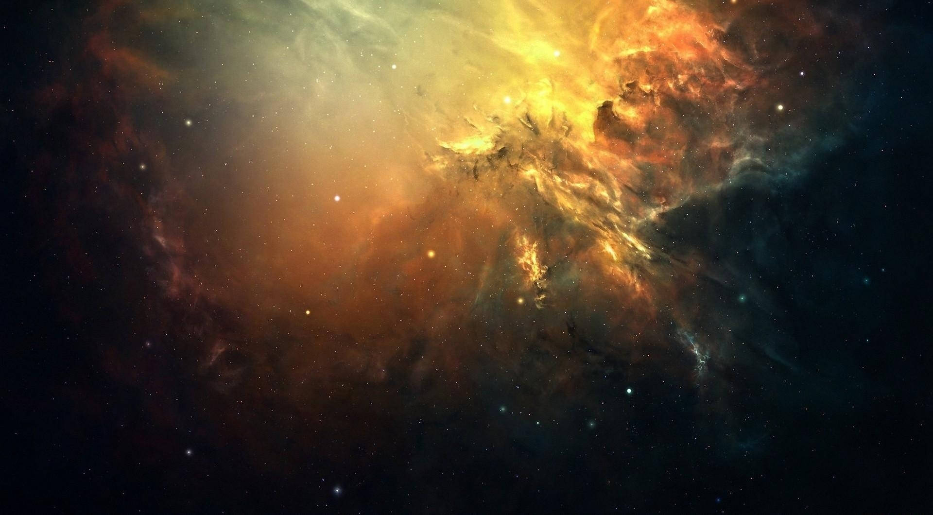 Burning Cosmic Dust And Galaxy In Outer Space Background