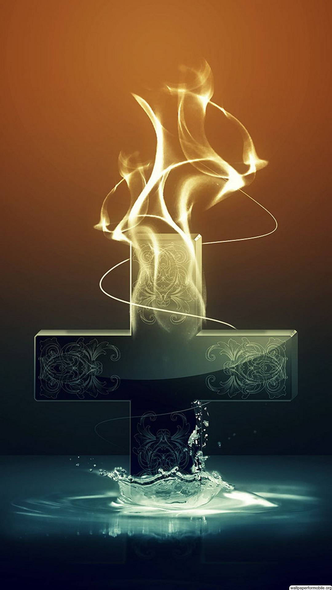 Burning Cross Christian Iphone Background