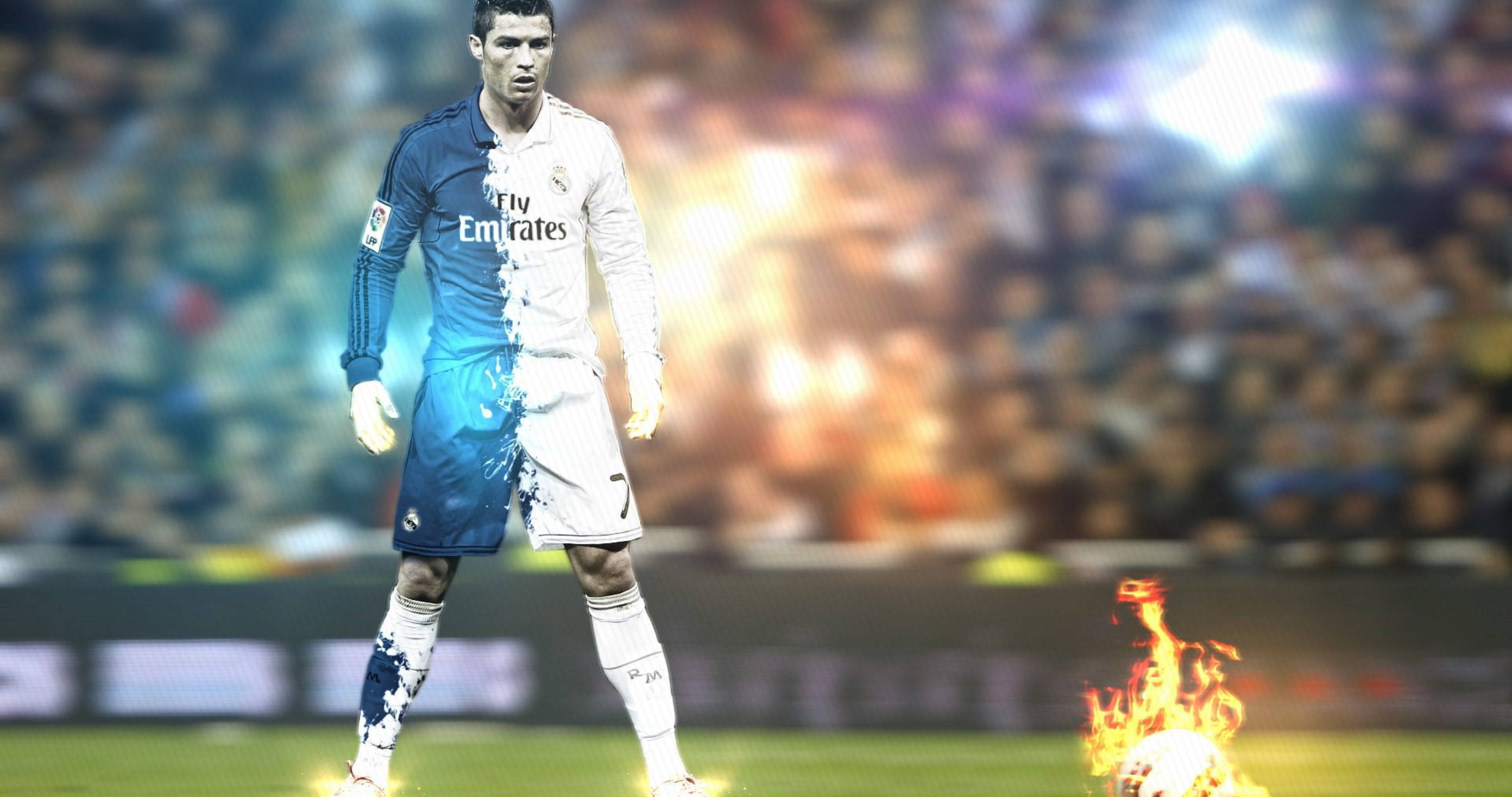 Burning Football Legend Cristiano Ronaldo Cool Digital Art Background