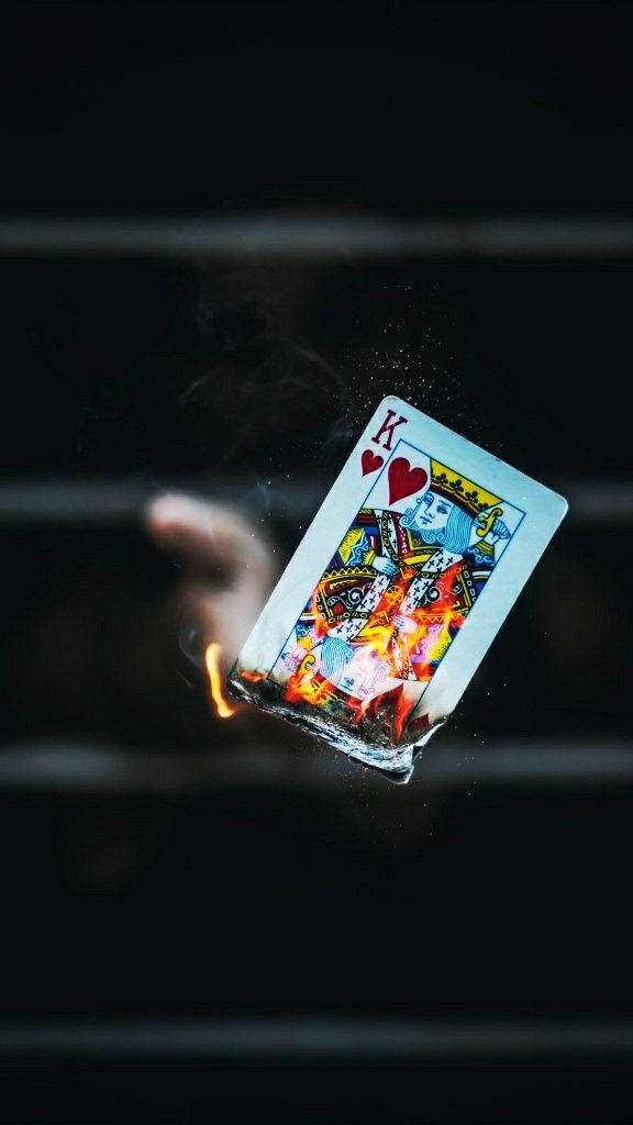 Burning King Of Hearts Rummy Card