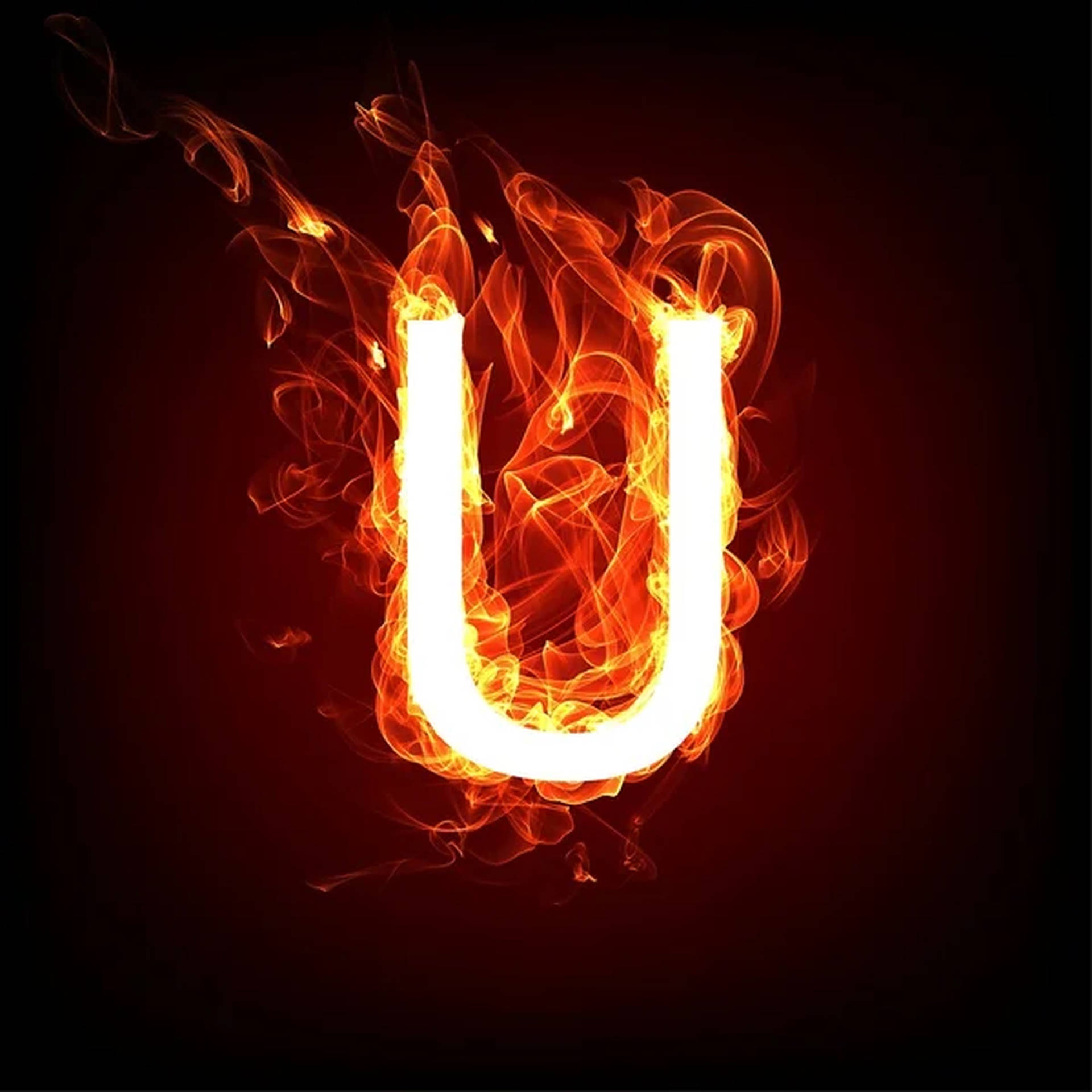 Burning Letter U Background