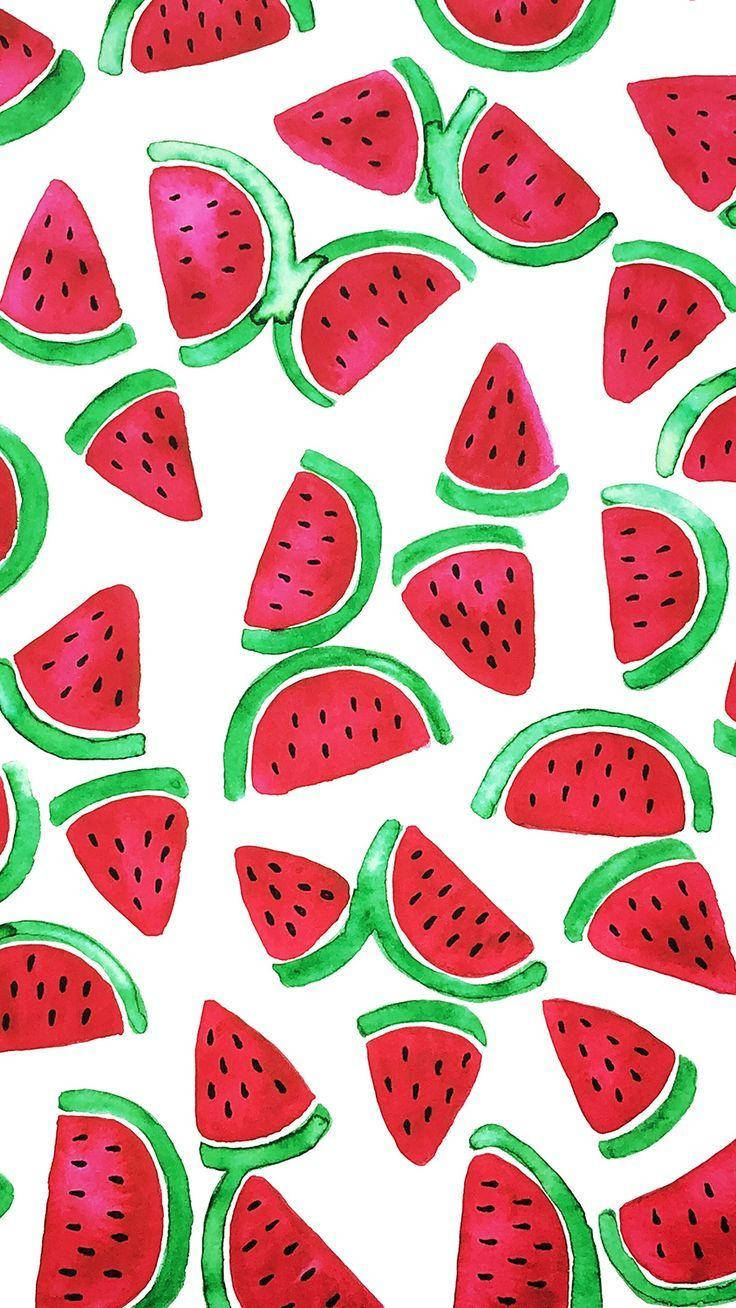 Burning Red Cute Watermelon Slices Background