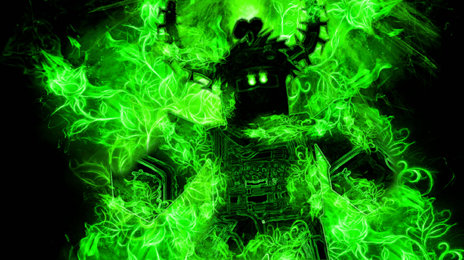 Burning Roblox In Green Fire