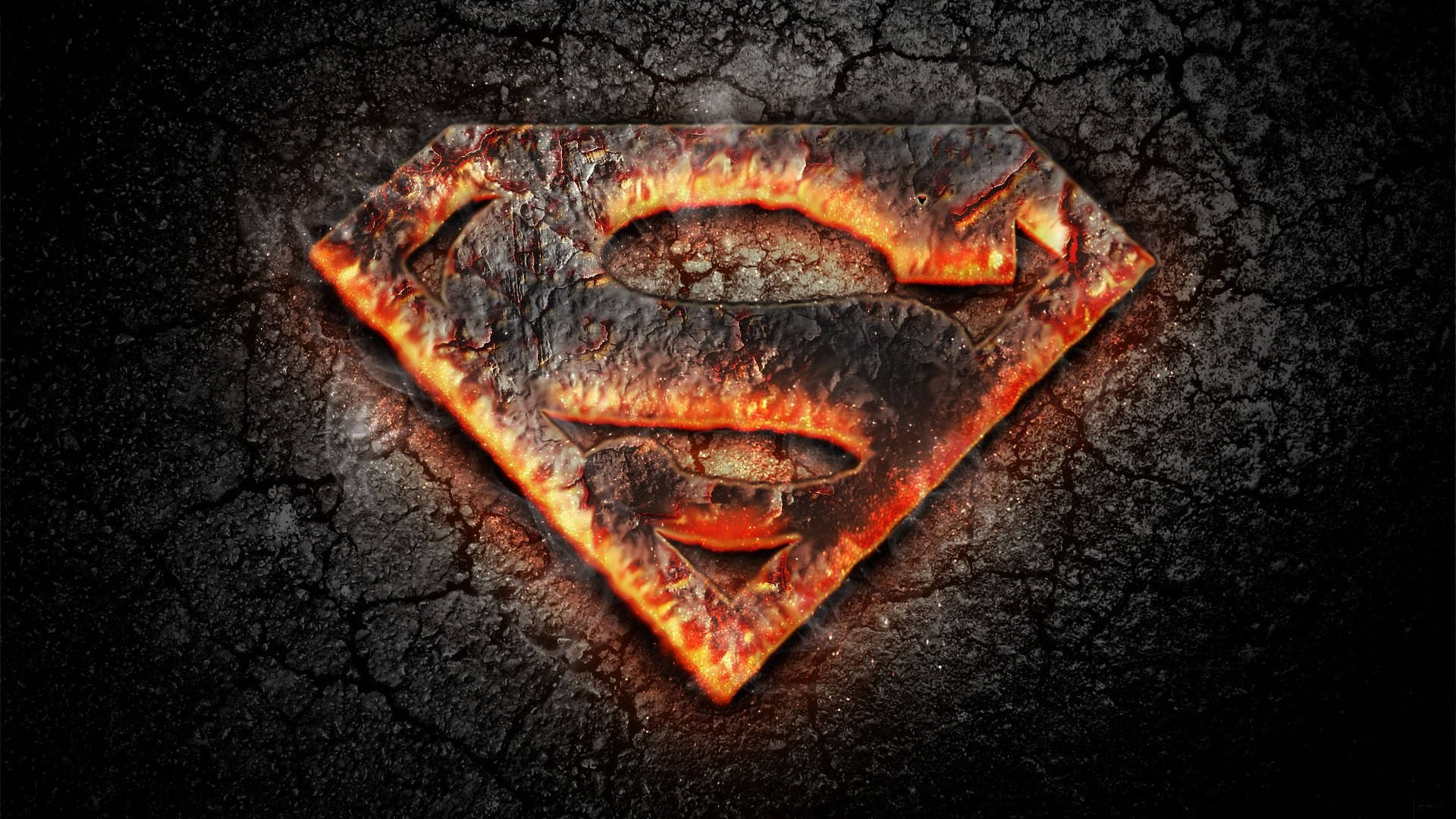 Burning Superman Logo On Concrete Background