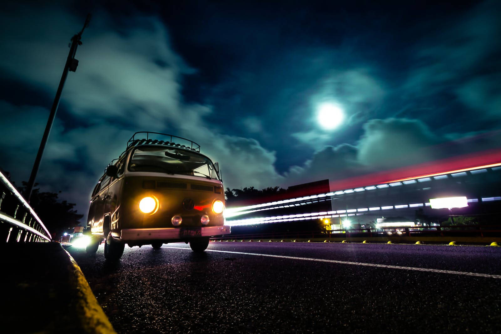 Bus Under The Moon Desktop Background