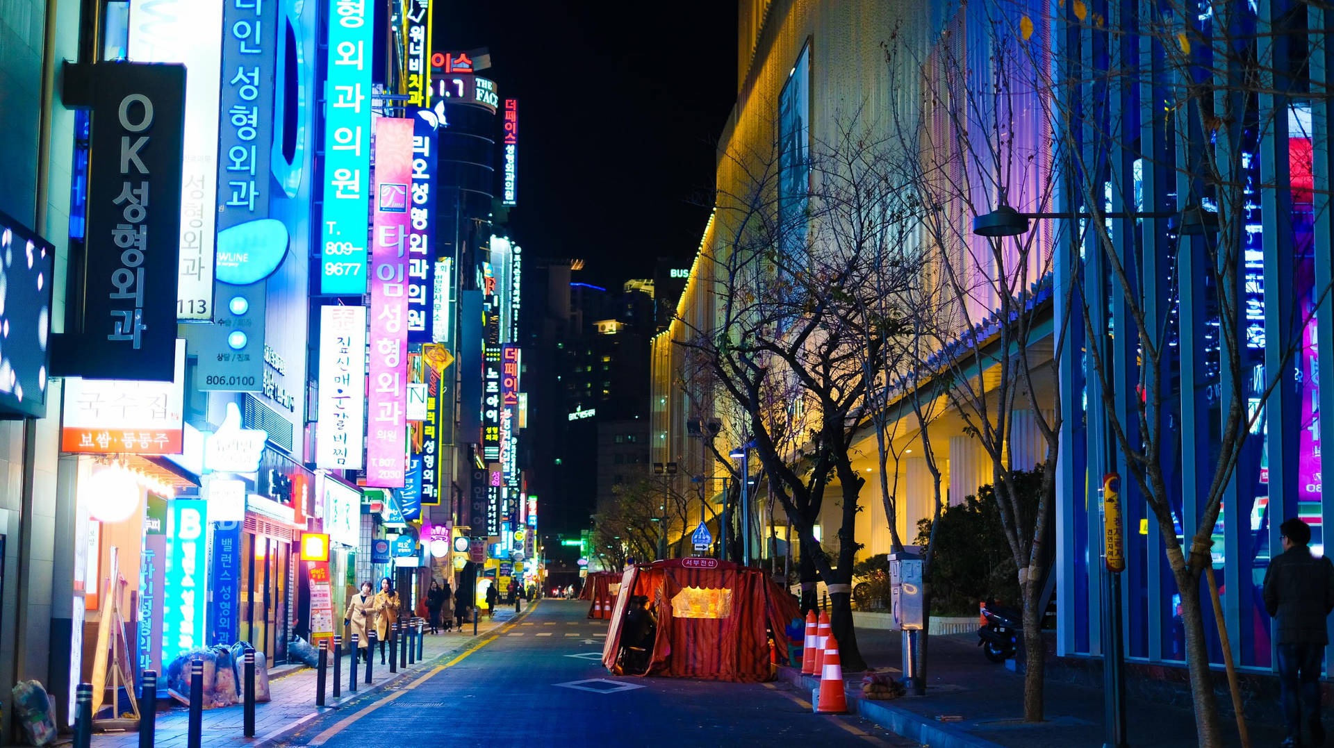 Busan City Street Night Background